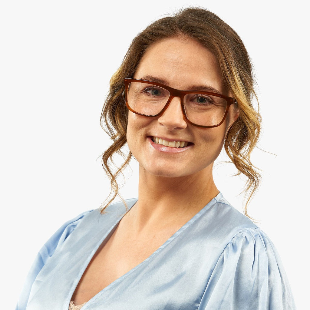 Adams Shiny Walnut Leesbrillen - Luxreaders.be