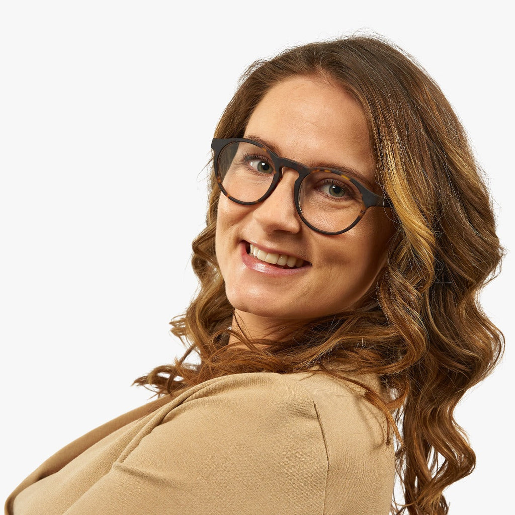 Women's Morgan Dark Turtle Blauw licht filter brillen - Luxreaders.be