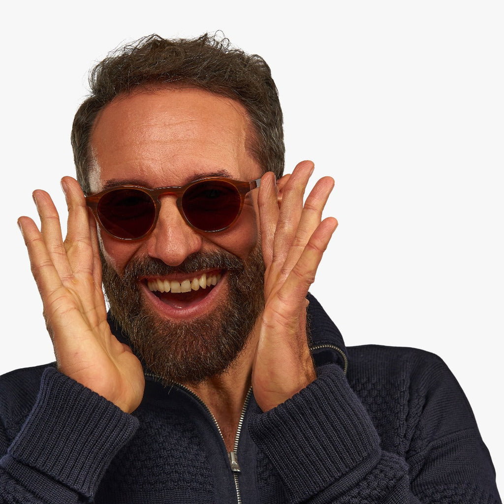 Men's Morgan Shiny Walnut Zonnebrillen - Luxreaders.be