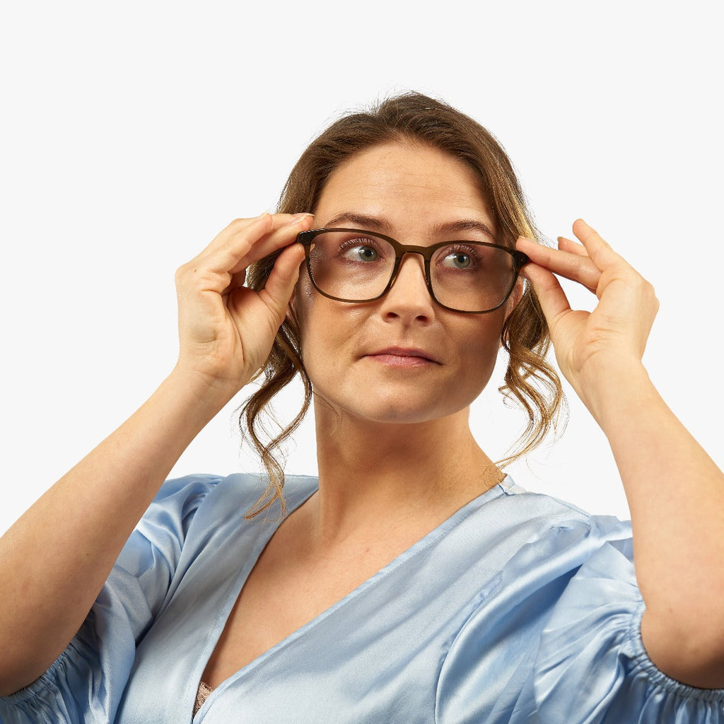 Women's Taylor Shiny Olive Blauw licht filter brillen - Luxreaders.be