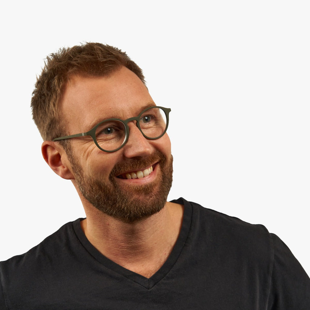 Men's Wood Dark Army Blauw licht filter brillen - Luxreaders.be