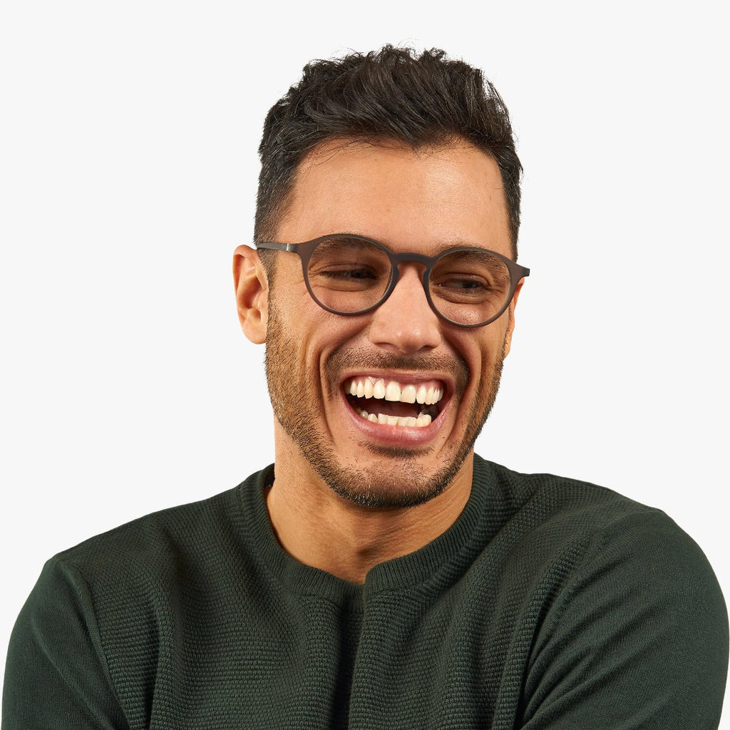 Men's Wood Grey Blauw licht filter brillen - Luxreaders.be