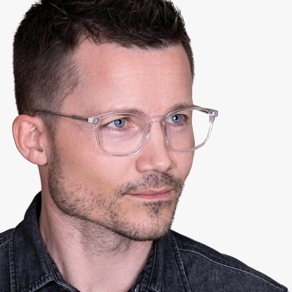 Men's Taylor Crystal White Blauw licht filter brillen - Luxreaders.be