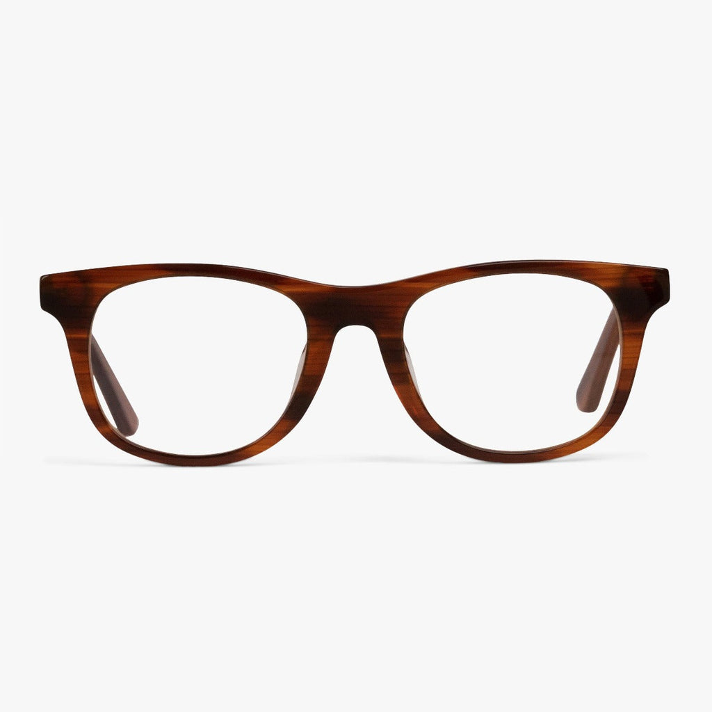 Kies Evans Shiny Walnut Blauw licht filter brillen - Luxreaders.be